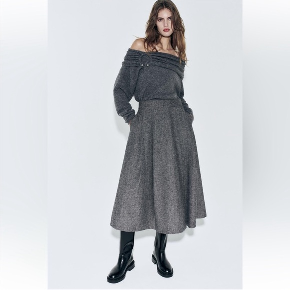 ZARA WOOL BLEND MIDI SKIRT ZW COLLECTION - Picture 4 of 13